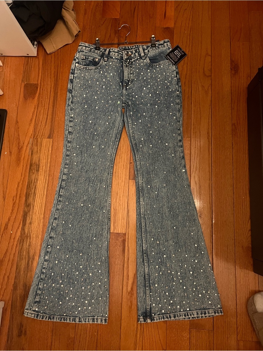 Women’s Blue Embellished Flare Jeans